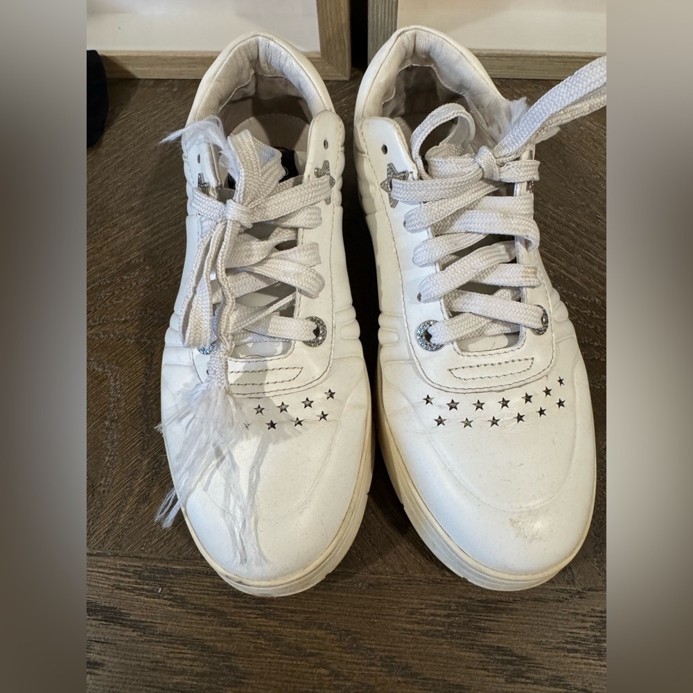 Jimmy Choo Hawaii Sneakers. Size 37 1/2. White. Authentic. Great condition